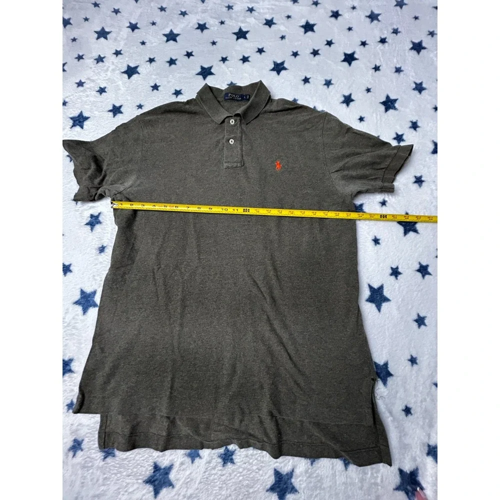 Polo Ralph Lauren Mens Large Gray Polo Shirt Orange Pony Short Sleeve Classic